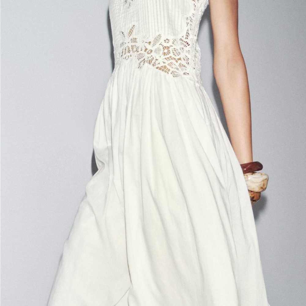 Zara White Lace Midi Dress